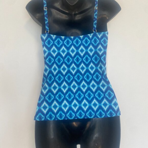 La Blanca Blue Wrap Slimming Swim Tankini Top‎ Women's Size 6 - Picture 4 of 5